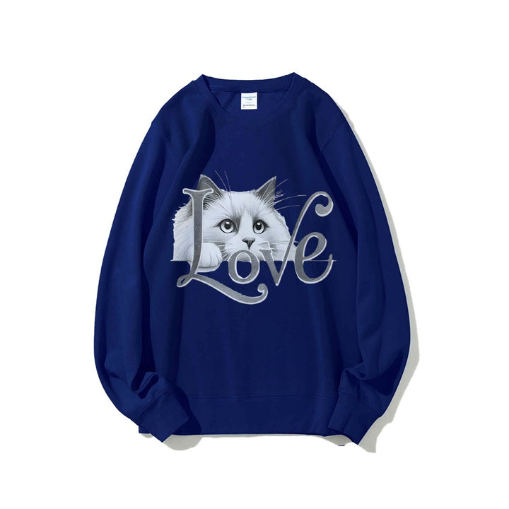 Kvinne sweatshirt med lekent katte design og avslappet passform Skjora