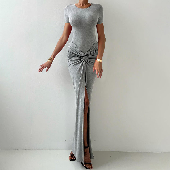 Damer Maxi Kjole med elegant innpakningsdesign og stilige draperingselementer Skjora