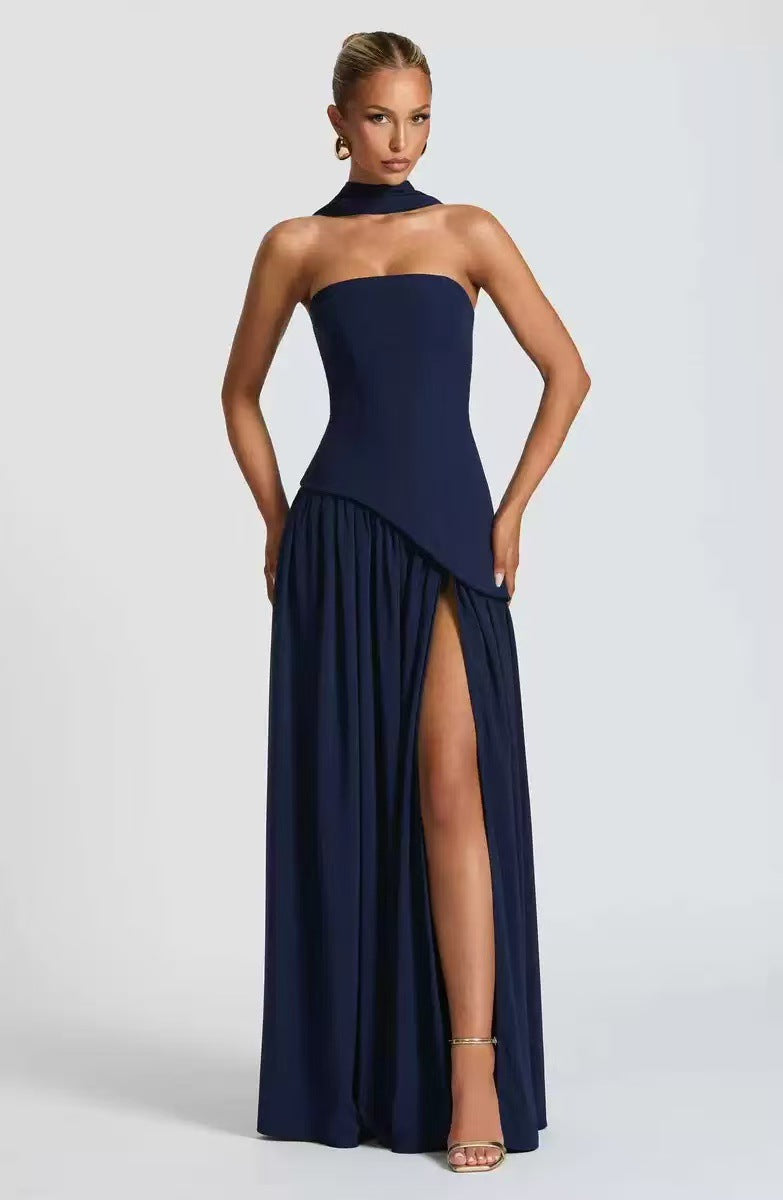 Kjoler Gulv-lengde Maxi Kjole med Skulder-fri Design og Elegant Slisse