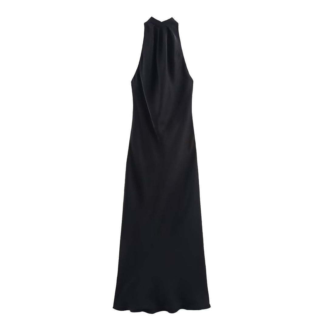 Dame kveldskjole med elegant halterneck-design og flytende snitt Skjora