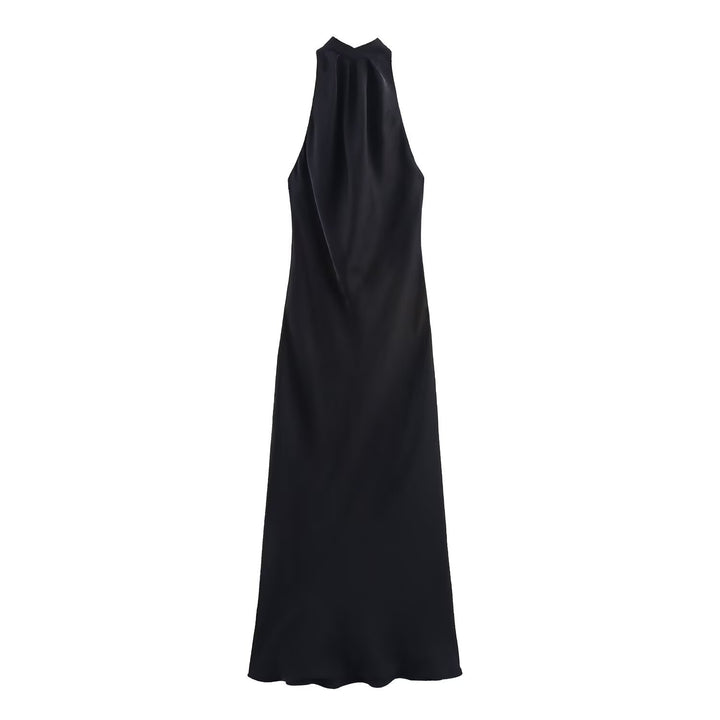 Dame kveldskjole med elegant halterneck-design og flytende snitt Skjora