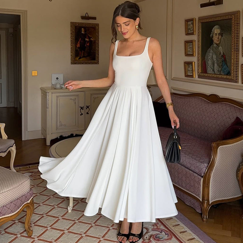 Dame Elegant Maxikjole med A-linje og brede stropper Skjora