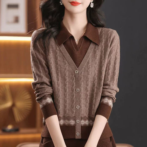 Kvinnelig elegant cardigan med V-hals Skjora