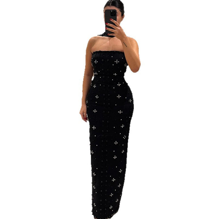 Dame Couture Maxikjole med glitrende paljetter og strapless design Skjora