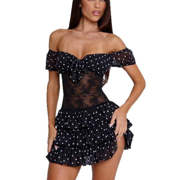 Dame Lekent Off-Shoulder Kjole med Volangdetaljer Skjora