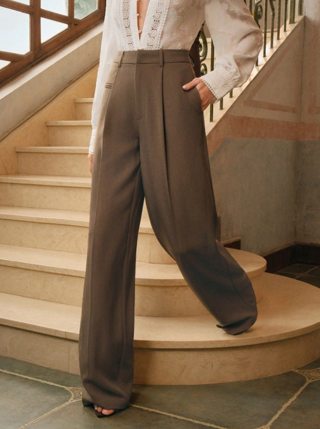 Dame bred og elegant dressbukse med høy liv Skjora