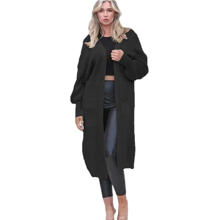 Kvinnes Chunky Strikket Cardigan med Åpne Lommer og Casual Design Skjora