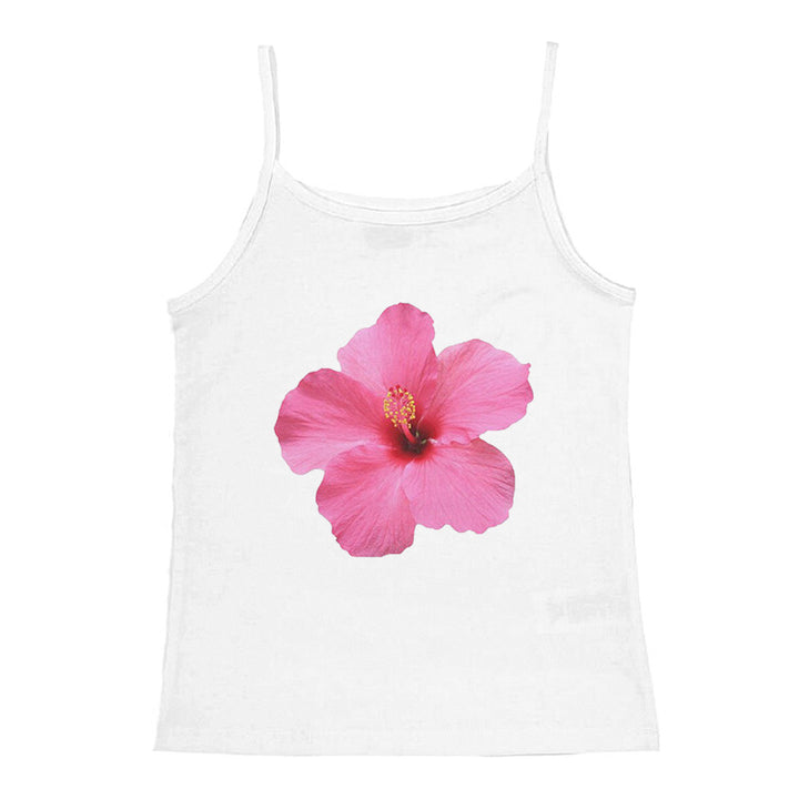 Women's Sleeveless Top with Floral Hibiscus Motif and Relaxed Fit Skjora