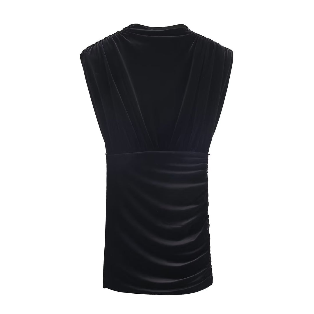 Women's elegant top with wrap design and luxurious draping Skjora