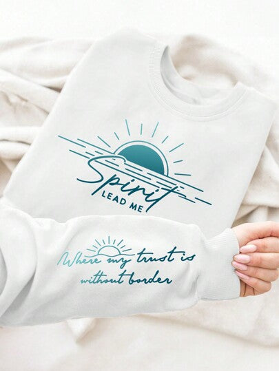 Damesweatshirt med inspirerende trykk og mykt flytende stoff Skjora