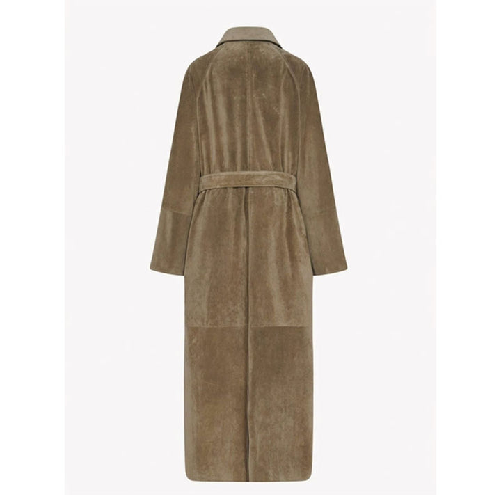 Dame Elegant og stilfull trenchcoat laget av høykvalitets semsket skinn Skjora