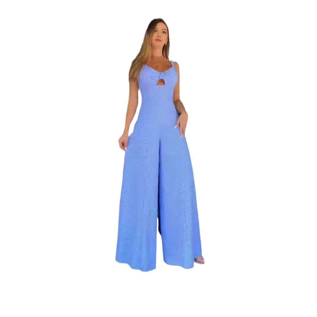 Damer Elegant Jumpsuit med dekorativ splitt og vid ben Skjora