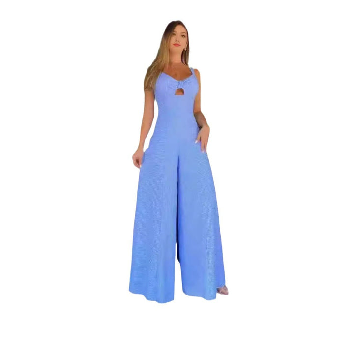 Damer Elegant Jumpsuit med dekorativ splitt og vid ben Skjora