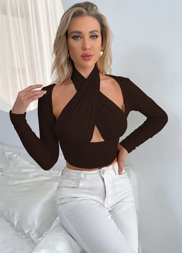 Dame Cropped Top med innovativt innviklingsdesign Skjora