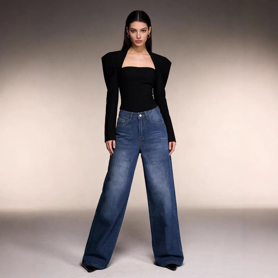 Damer Løst skjærte høyhalsjeans med raffinert midjeform Skjora