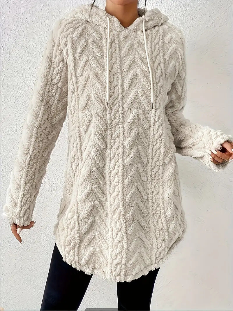 Kvinnenes koselige fleece hettegenserjakke med teksturert ribbedesign Skjora