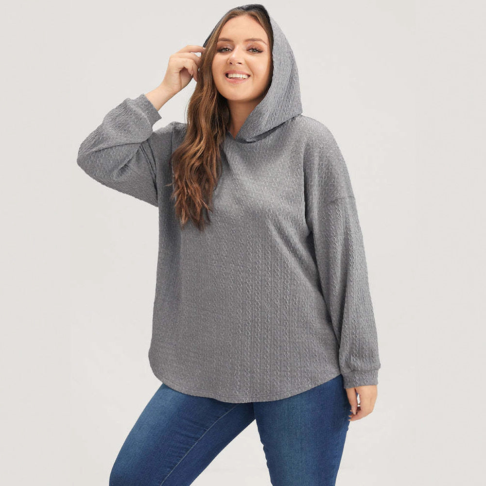 Kvinne Casual Hoodie med Teksturert Design Skjora