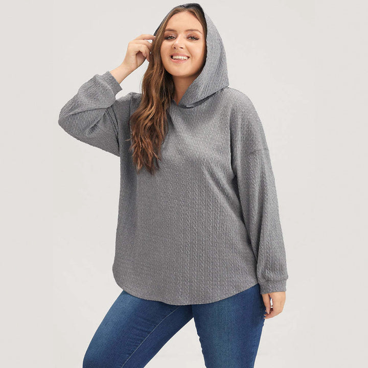 Kvinne Casual Hoodie med Teksturert Design Skjora