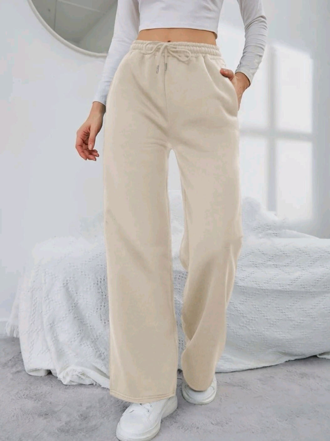 Kvinners brede fritidsbukser med elastisk midje Skjora