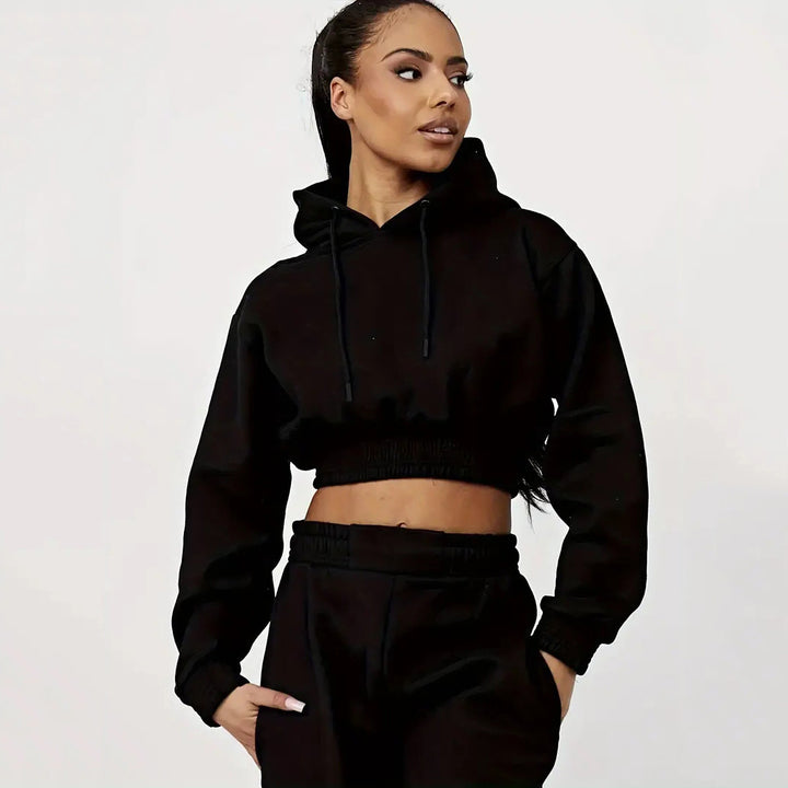 Kvinnenes cropped sweat suit med snor og elastisk midjebånd Skjora