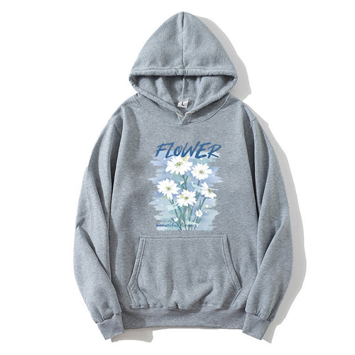 Dame hettegenser med blomster grafisk trykk Skjora