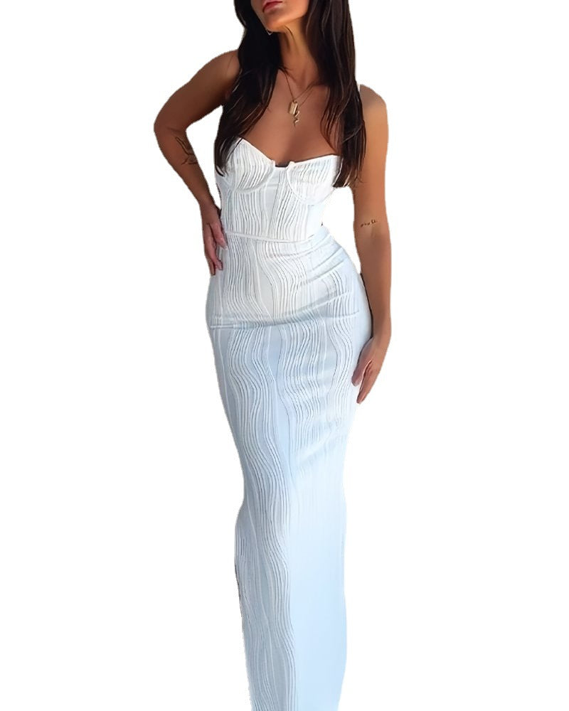 Dame Elegant Sommer Maxi Kjole med Blomsterdesign og Slim Fit