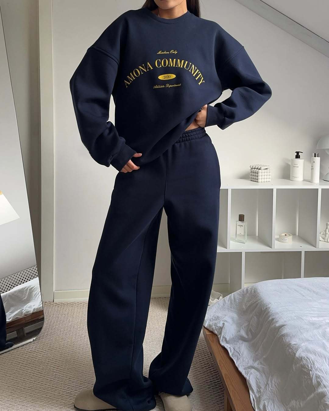 Dame komfortabel oversized genser og joggebukse sett Skjora