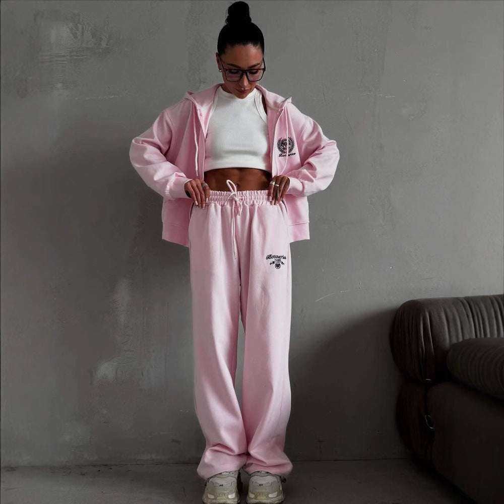 Dame Loungewear Sett med Hettegenser og Vide Bukser Skjora