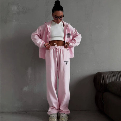 Dame Loungewear Sett med Hettegenser og Vide Bukser Skjora