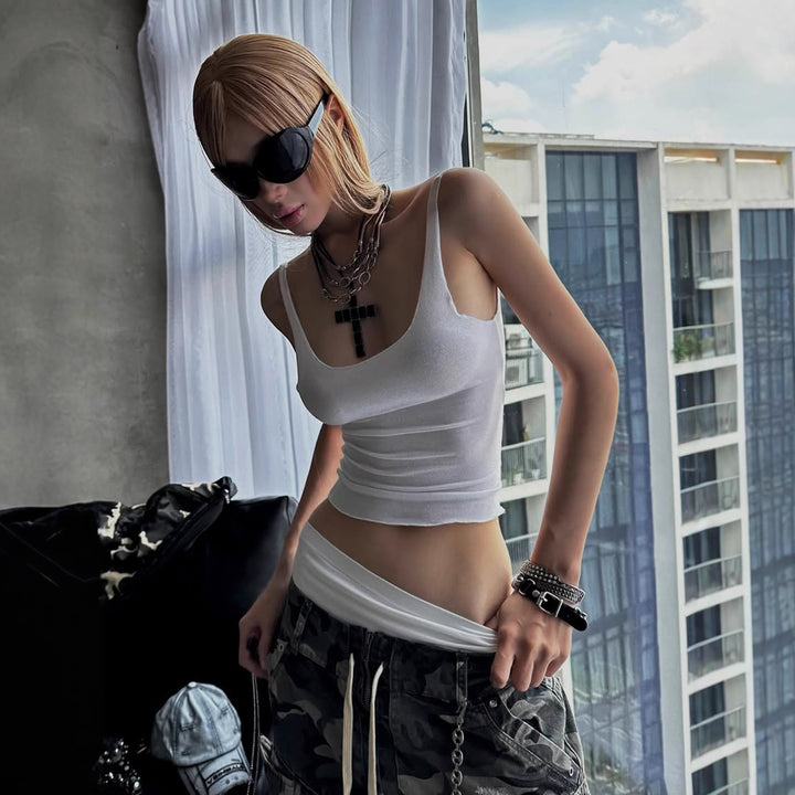 Damer Sporty tanktop med integrerte bikinitopper Skjora
