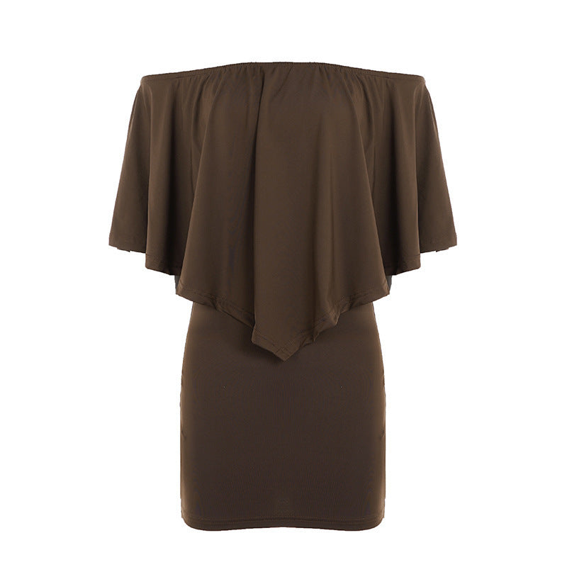 Dame Off-Shoulder Kjole med flytende snitt og voluminøse ermer Skjora