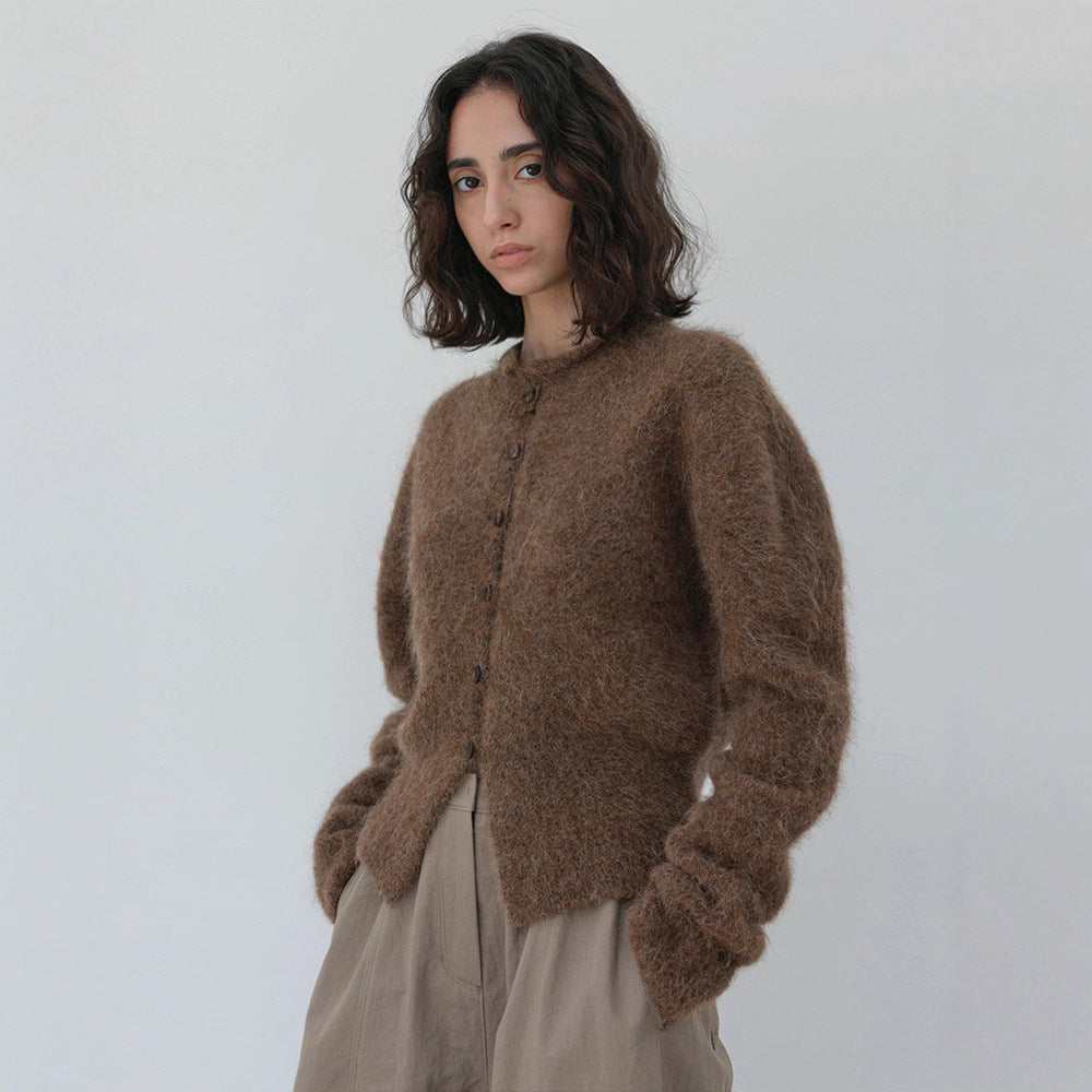 Dame elegant og varm strikket cardigan med knappestolpe Skjora