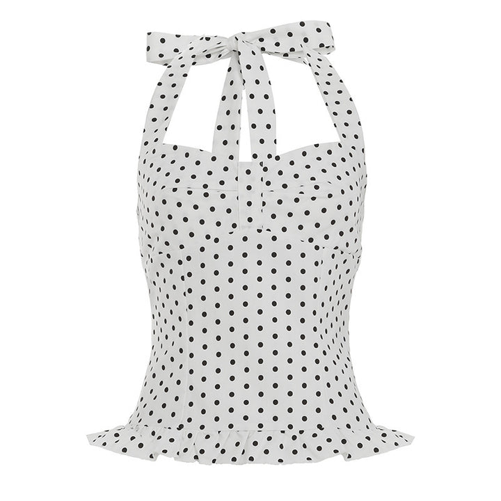 Dame Lekker Polka-Dots topp med stilige volanger avslutning Skjora