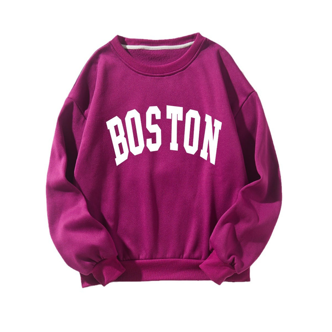 Dame avslappet sweatshirt med Boston-print Skjora