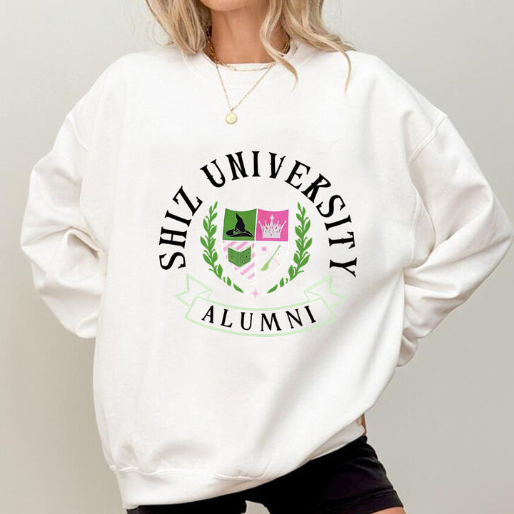 Dame Oversized Sweatshirt med universitetsemblem og avslappet snitt Skjora