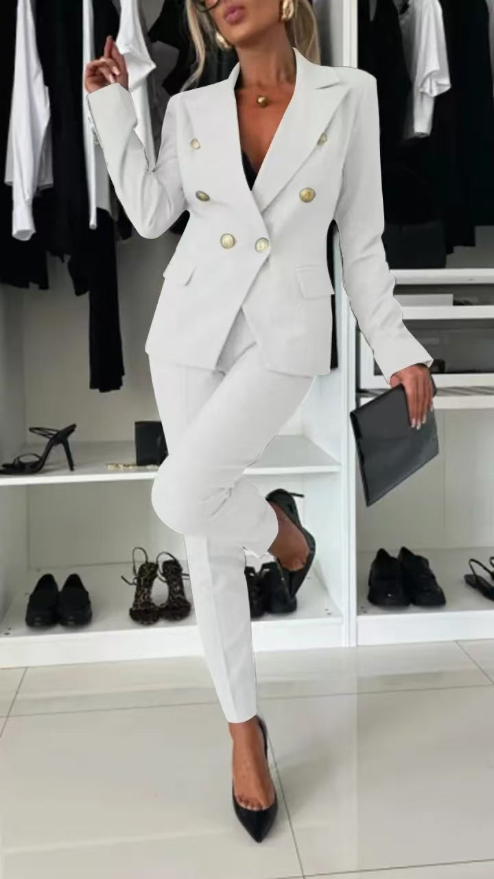 Dame elegant dress-set med dobbel knappestolpe og skreddersydd passform Skjora