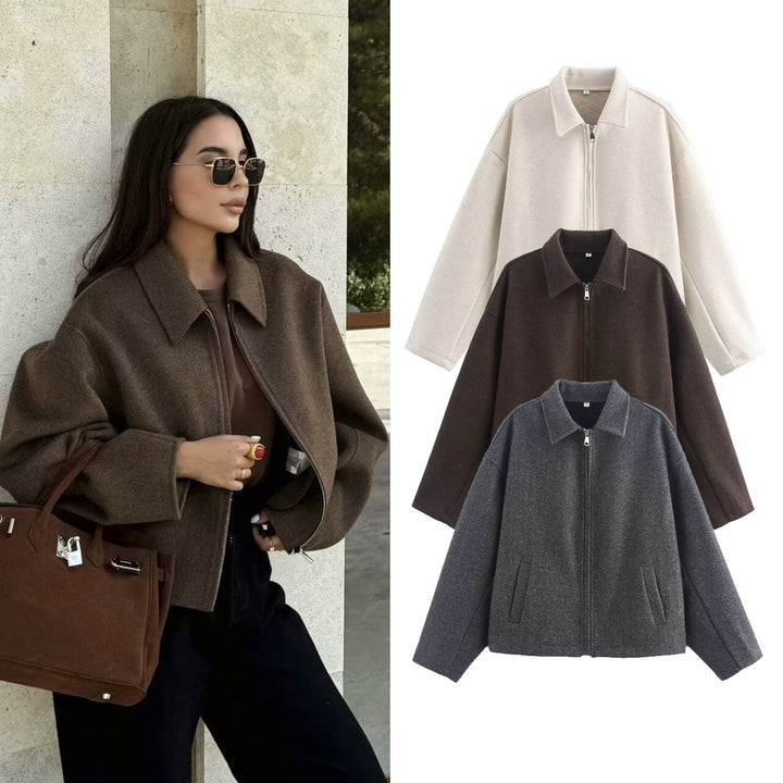 Dame casual oversized jakke laget av mykt materiale Skjora
