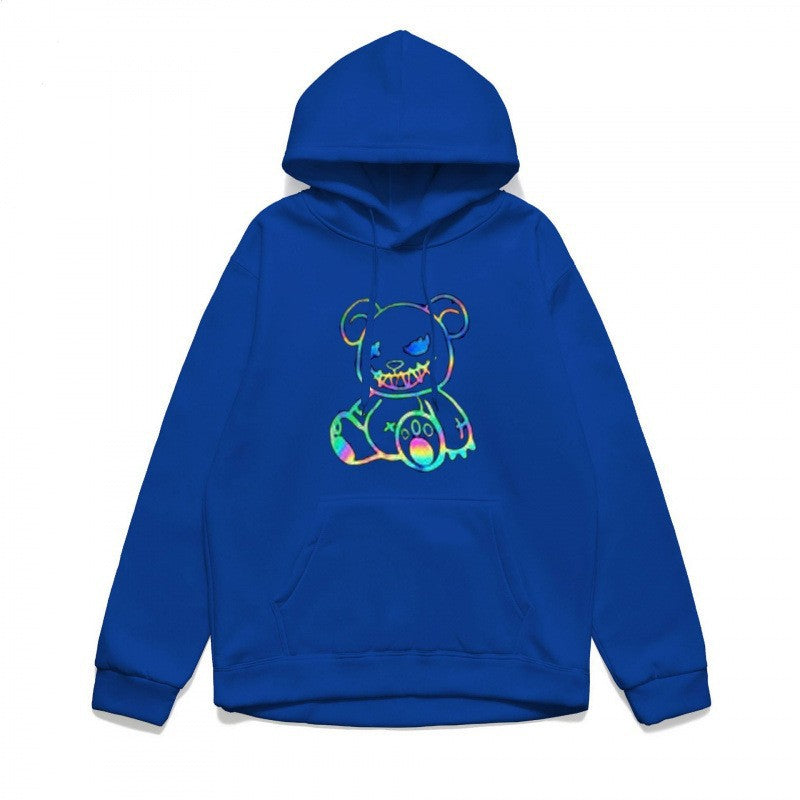 Damer hoodie sweatshirt med kult bjørnemotiv og behagelig passform Skjora