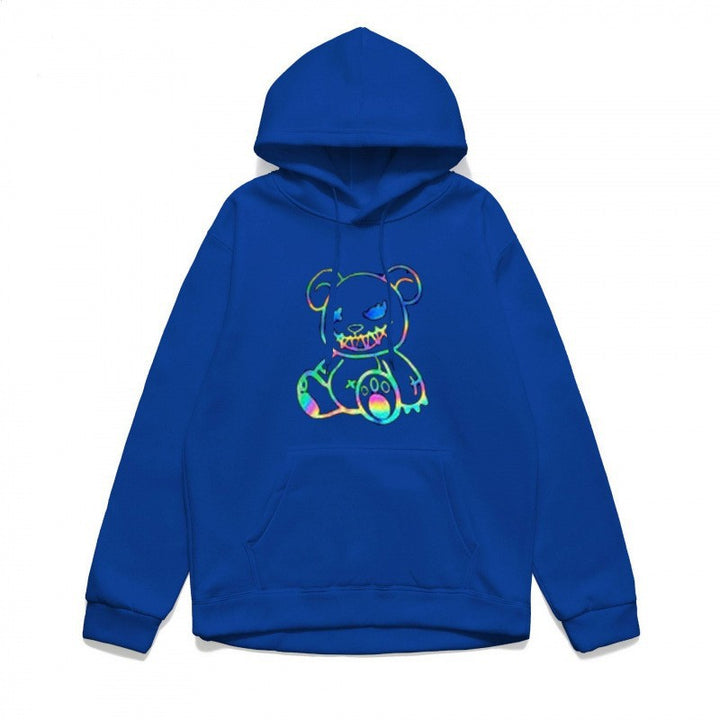 Damer hoodie sweatshirt med kult bjørnemotiv og behagelig passform Skjora