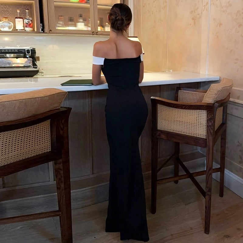 Dame Elegant Maxikjole med off-shoulder design og sidelukking Skjora