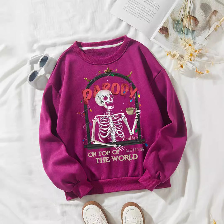 Damer sweatshirt med humoristisk skjelettmotiv Skjora