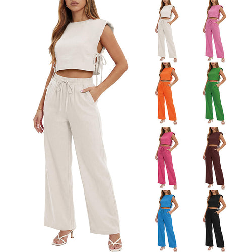 Damer avslappet to-delt sett med luftig passform og justerbare detaljer Skjora