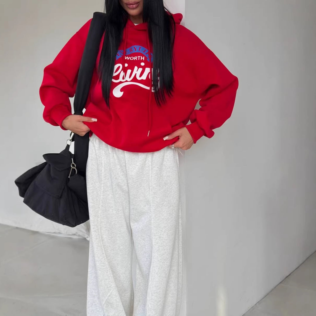 Dame casual hettegenser med originaltrykk og oversized snitt Skjora