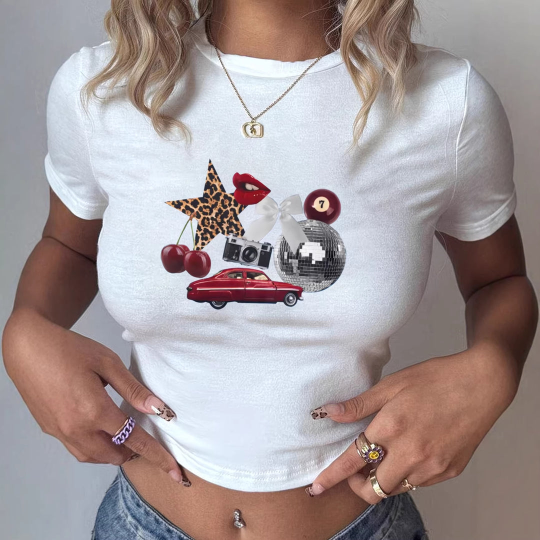 Women's T-shirt with creative multicolor graphic print Skjora