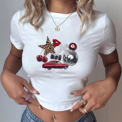Women's T-shirt with creative multicolor graphic print Skjora