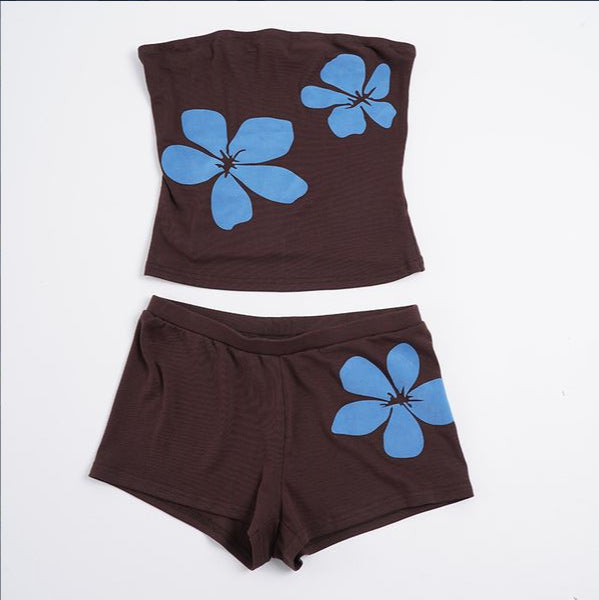 Dame Bandeau-Bikini-sett med blomsterdetaljer og høy komfort Skjora