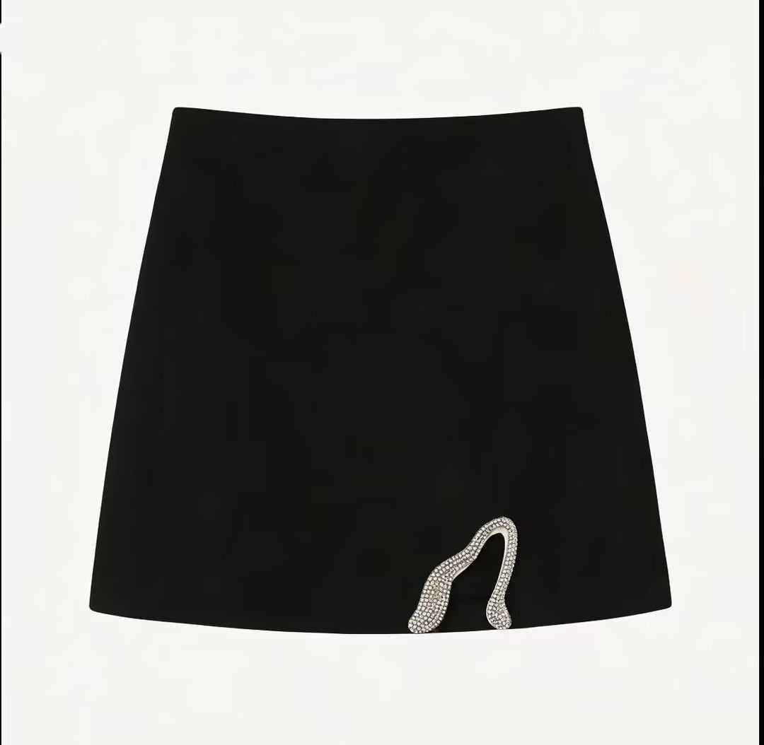 Dame Crop-Top og Mini-Rock Sett med dekorativ detalj Skjora