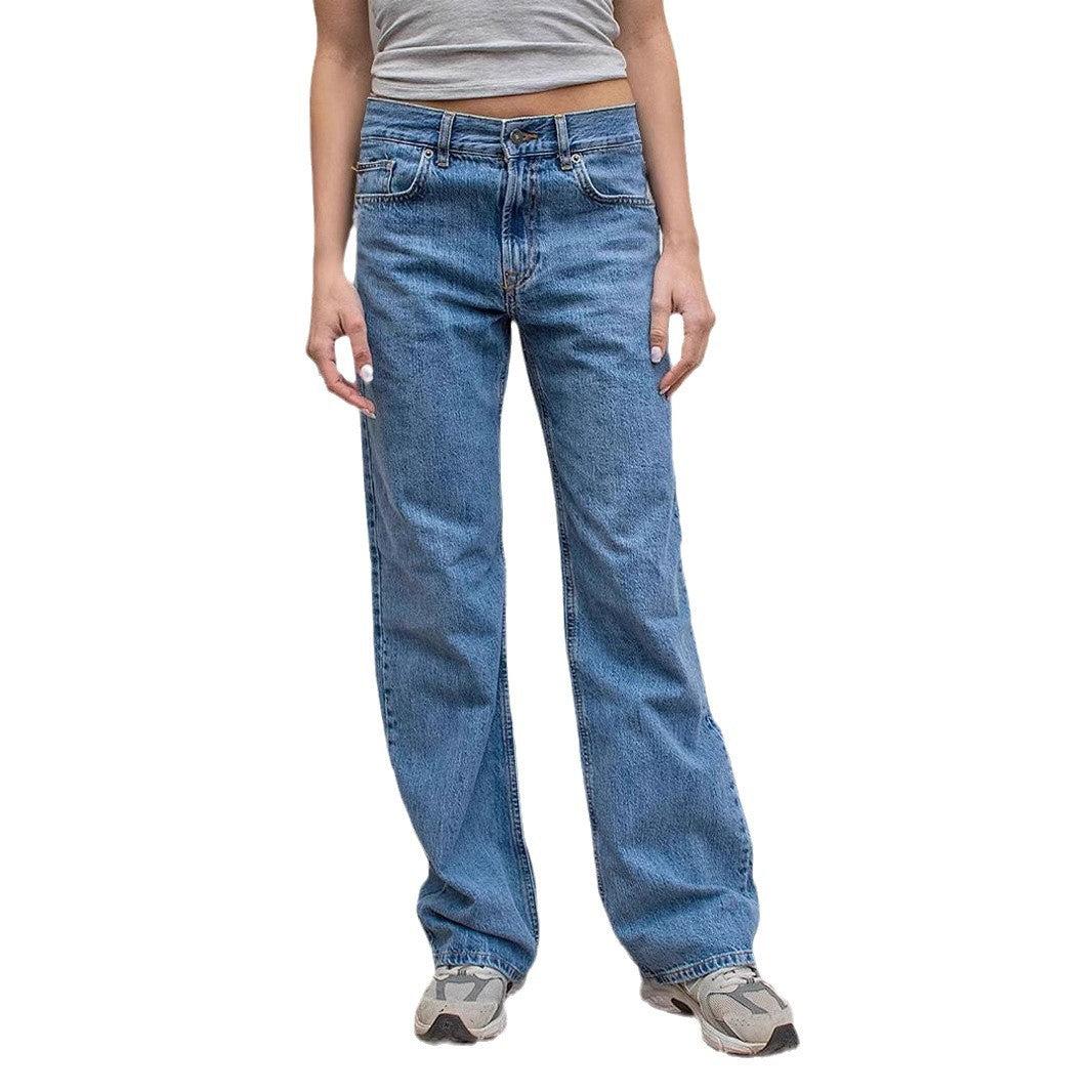 Dame vidde jeans med avslappet snitt og frayed kant Skjora