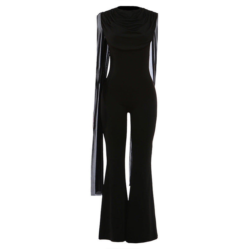 Damer Elegant jumpsuit med drapering og vid benføring Skjora