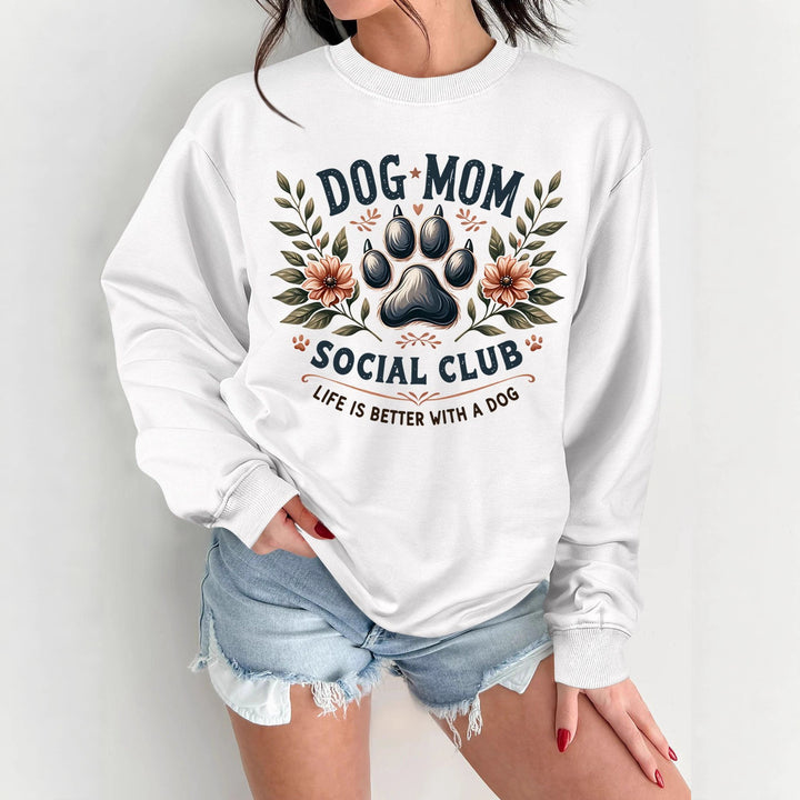 Kvinne sweatshirt med trendy hundemotiv og forbedret trykk Skjora